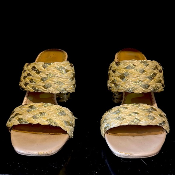 Circus by Sam Edelman Shoes - Super cute straw and gold chunky slides size 7 1/2
